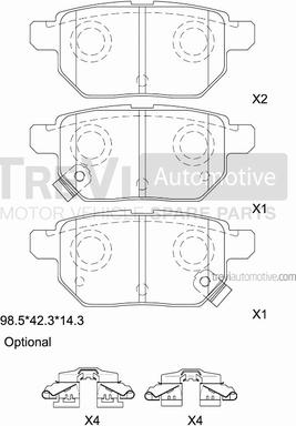 Trevi Automotive PF1458 - Тормозные колодки, дисковые, комплект autospares.lv