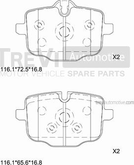 Trevi Automotive PF1469 - Тормозные колодки, дисковые, комплект autospares.lv