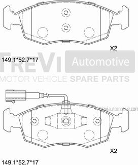 Trevi Automotive PF1464 - Тормозные колодки, дисковые, комплект autospares.lv