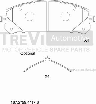 Trevi Automotive PF1465 - Тормозные колодки, дисковые, комплект autospares.lv