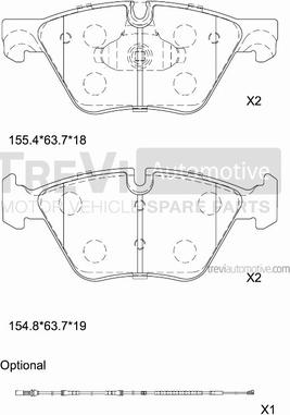 Trevi Automotive PF1468 - Тормозные колодки, дисковые, комплект autospares.lv