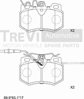 Trevi Automotive PF1462 - Тормозные колодки, дисковые, комплект autospares.lv