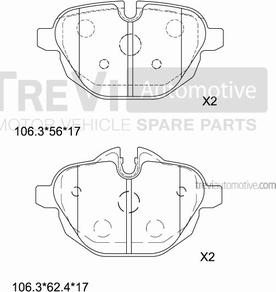 Trevi Automotive PF1467 - Тормозные колодки, дисковые, комплект autospares.lv