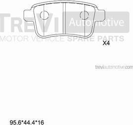 Trevi Automotive PF1409 - Тормозные колодки, дисковые, комплект autospares.lv