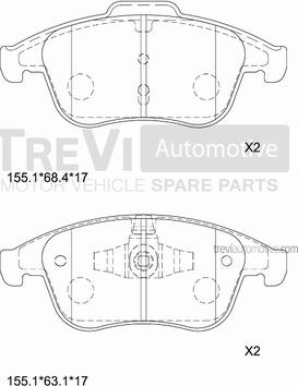 Trevi Automotive PF1404 - Тормозные колодки, дисковые, комплект autospares.lv