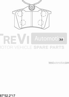 Trevi Automotive PF1406 - Тормозные колодки, дисковые, комплект autospares.lv