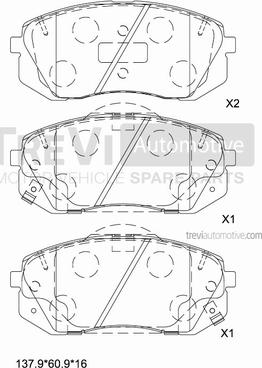 Trevi Automotive PF1415 - Тормозные колодки, дисковые, комплект autospares.lv