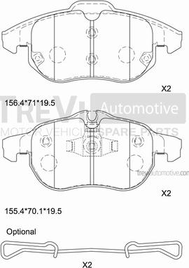 Trevi Automotive PF1410 - Тормозные колодки, дисковые, комплект autospares.lv