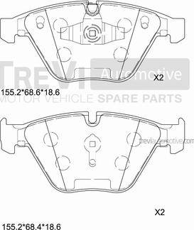 Trevi Automotive PF1413 - Тормозные колодки, дисковые, комплект autospares.lv