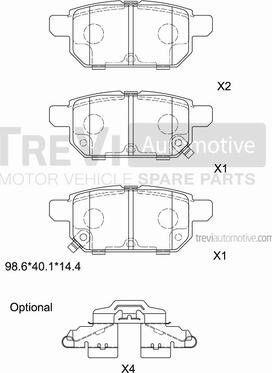 Trevi Automotive PF1486 - Тормозные колодки, дисковые, комплект autospares.lv