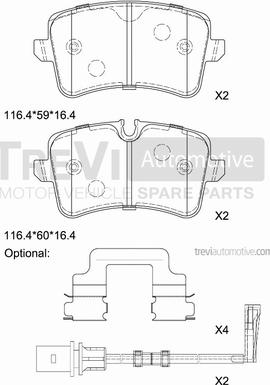 Trevi Automotive PF1481 - Тормозные колодки, дисковые, комплект autospares.lv