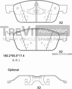 Trevi Automotive PF1482 - Тормозные колодки, дисковые, комплект autospares.lv