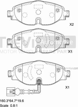 Trevi Automotive PF1487 - Тормозные колодки, дисковые, комплект autospares.lv