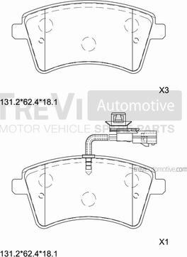 Trevi Automotive PF1439 - Тормозные колодки, дисковые, комплект autospares.lv