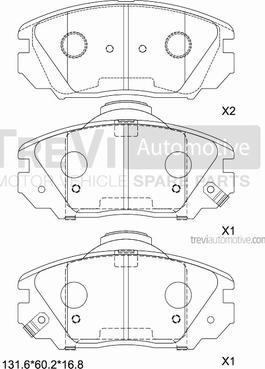 Trevi Automotive PF1436 - Тормозные колодки, дисковые, комплект autospares.lv