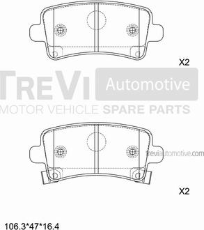 Trevi Automotive PF1438 - Тормозные колодки, дисковые, комплект autospares.lv