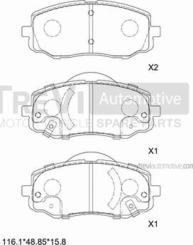 Trevi Automotive PF1429 - Тормозные колодки, дисковые, комплект autospares.lv