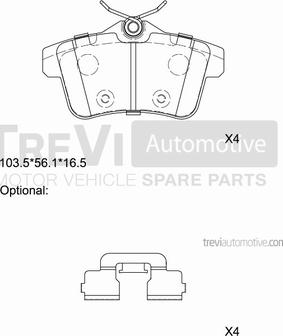 Trevi Automotive PF1424 - Тормозные колодки, дисковые, комплект autospares.lv