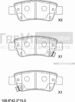 Trevi Automotive PF1428 - Тормозные колодки, дисковые, комплект autospares.lv