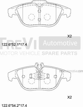 Trevi Automotive PF1422 - Тормозные колодки, дисковые, комплект autospares.lv