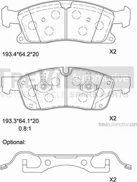 Trevi Automotive PF1479 - Тормозные колодки, дисковые, комплект autospares.lv