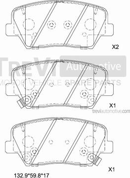 Trevi Automotive PF1474 - Тормозные колодки, дисковые, комплект autospares.lv