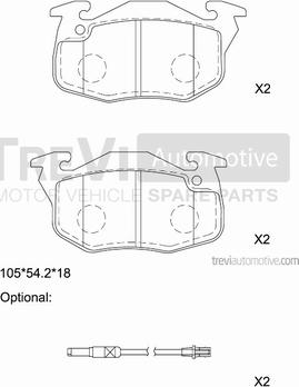 Trevi Automotive PF1476 - Тормозные колодки, дисковые, комплект autospares.lv