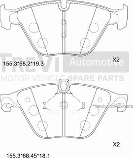 Trevi Automotive PF1470 - Тормозные колодки, дисковые, комплект autospares.lv