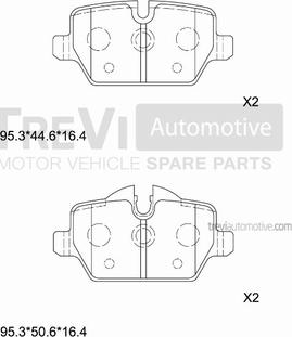 Trevi Automotive PF1471 - Тормозные колодки, дисковые, комплект autospares.lv