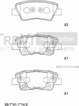 Trevi Automotive PF1472 - Тормозные колодки, дисковые, комплект autospares.lv