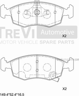 Trevi Automotive PF1477 - Тормозные колодки, дисковые, комплект autospares.lv