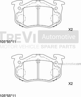 Trevi Automotive PF1546 - Тормозные колодки, дисковые, комплект autospares.lv