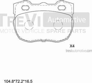 Trevi Automotive PF1540 - Тормозные колодки, дисковые, комплект autospares.lv