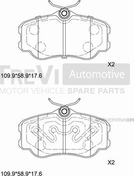 Trevi Automotive PF1553 - Тормозные колодки, дисковые, комплект autospares.lv