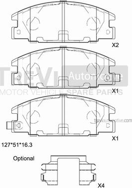 Trevi Automotive PF1564 - Тормозные колодки, дисковые, комплект autospares.lv