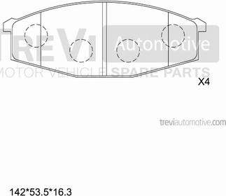 Trevi Automotive PF1560 - Тормозные колодки, дисковые, комплект autospares.lv