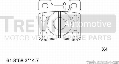 Trevi Automotive PF1561 - Тормозные колодки, дисковые, комплект autospares.lv