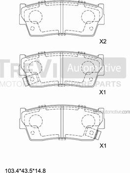 Trevi Automotive PF1568 - Тормозные колодки, дисковые, комплект autospares.lv