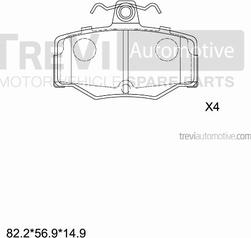 Trevi Automotive PF1567 - Тормозные колодки, дисковые, комплект autospares.lv