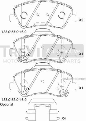 Trevi Automotive PF1506 - Тормозные колодки, дисковые, комплект autospares.lv