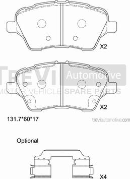 Trevi Automotive PF1501 - Тормозные колодки, дисковые, комплект autospares.lv