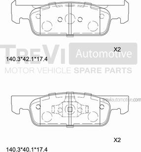 Trevi Automotive PF1503 - Тормозные колодки, дисковые, комплект autospares.lv