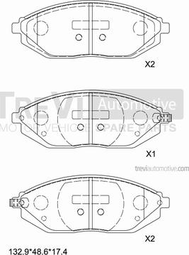 Trevi Automotive PF1507 - Тормозные колодки, дисковые, комплект autospares.lv