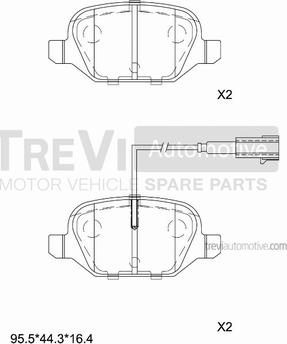 Trevi Automotive PF1514 - Тормозные колодки, дисковые, комплект autospares.lv