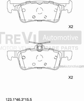 Trevi Automotive PF1515 - Тормозные колодки, дисковые, комплект autospares.lv