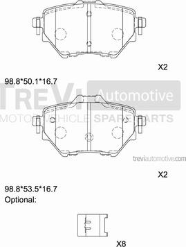 Trevi Automotive PF1511 - Тормозные колодки, дисковые, комплект autospares.lv