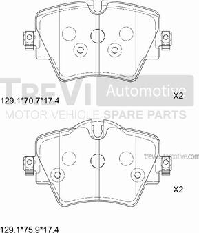 Trevi Automotive PF1513 - Тормозные колодки, дисковые, комплект autospares.lv