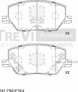 Trevi Automotive PF1512 - Тормозные колодки, дисковые, комплект autospares.lv