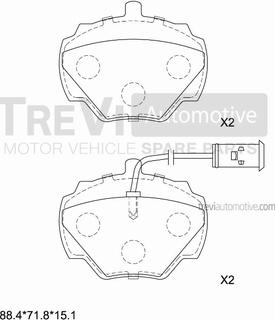 Trevi Automotive PF1517 - Тормозные колодки, дисковые, комплект autospares.lv
