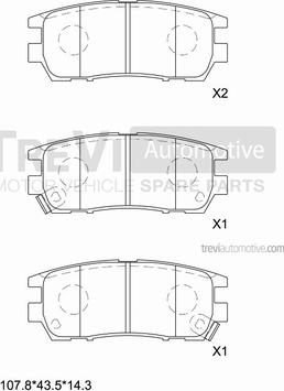 Trevi Automotive PF1585 - Тормозные колодки, дисковые, комплект autospares.lv